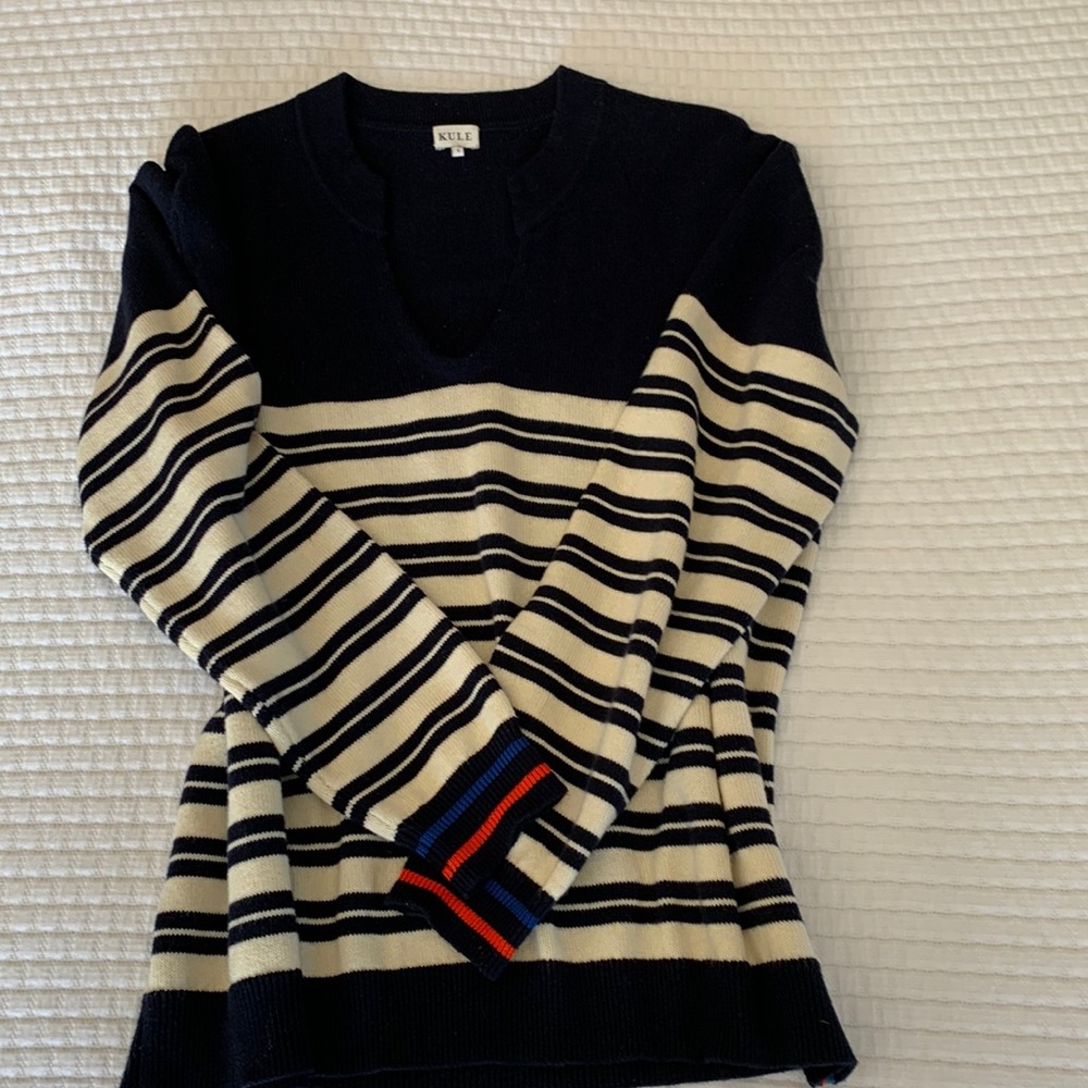 Kyle cotton / cashmere navy strip sweater